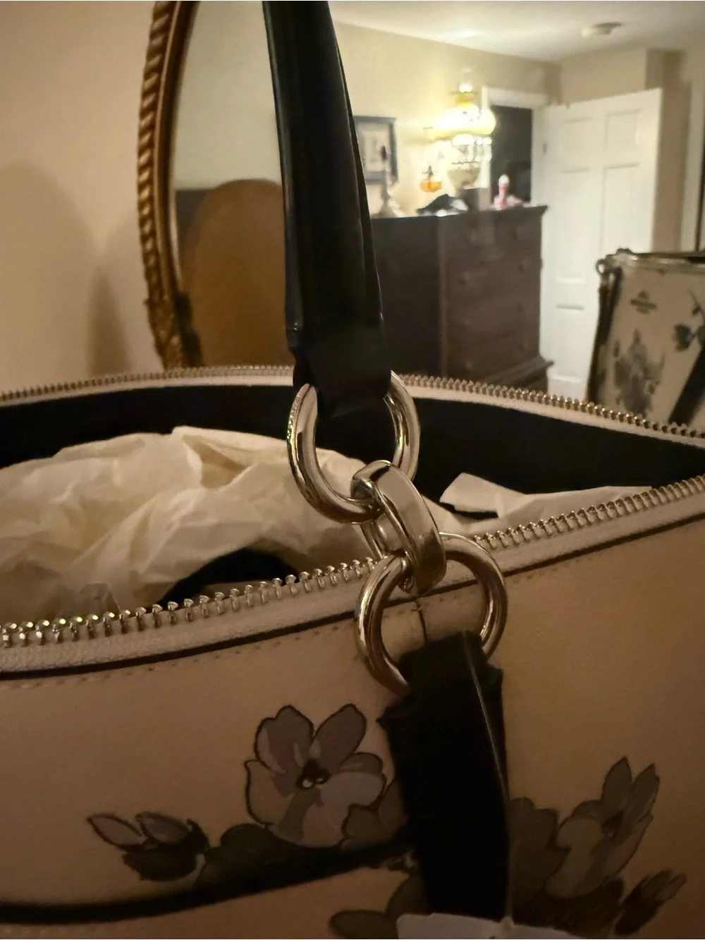 Coach Cream Floral Tote with Fairytale Print